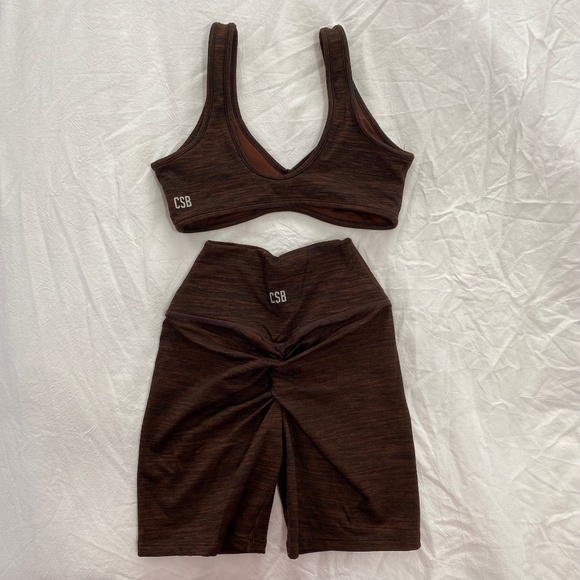 CSB Espresso Marl Isla Crop Bra and Shorts S/XS - Picture 5 of 5